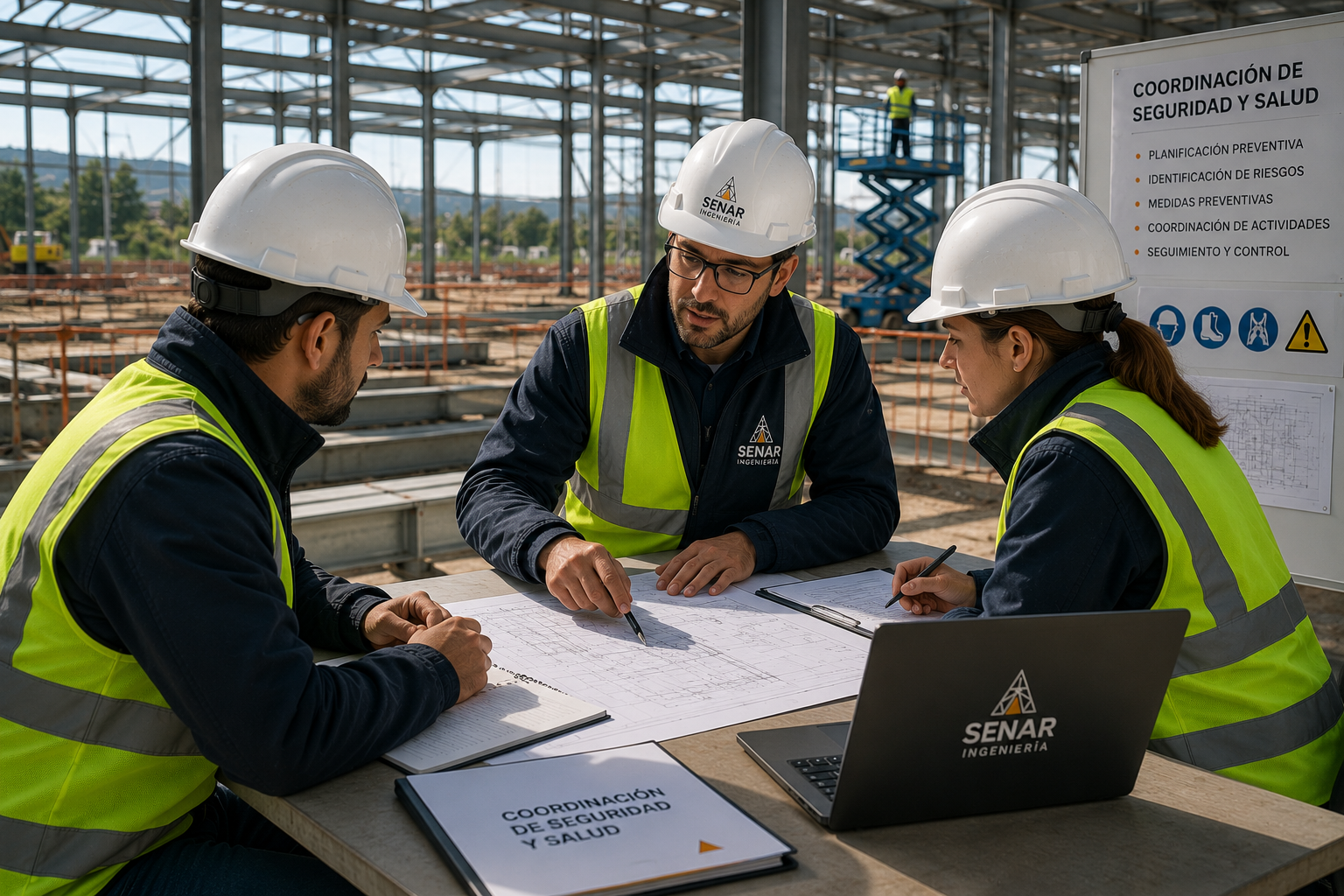 Reunión de coordinación preventiva entre técnicos y responsables de obra