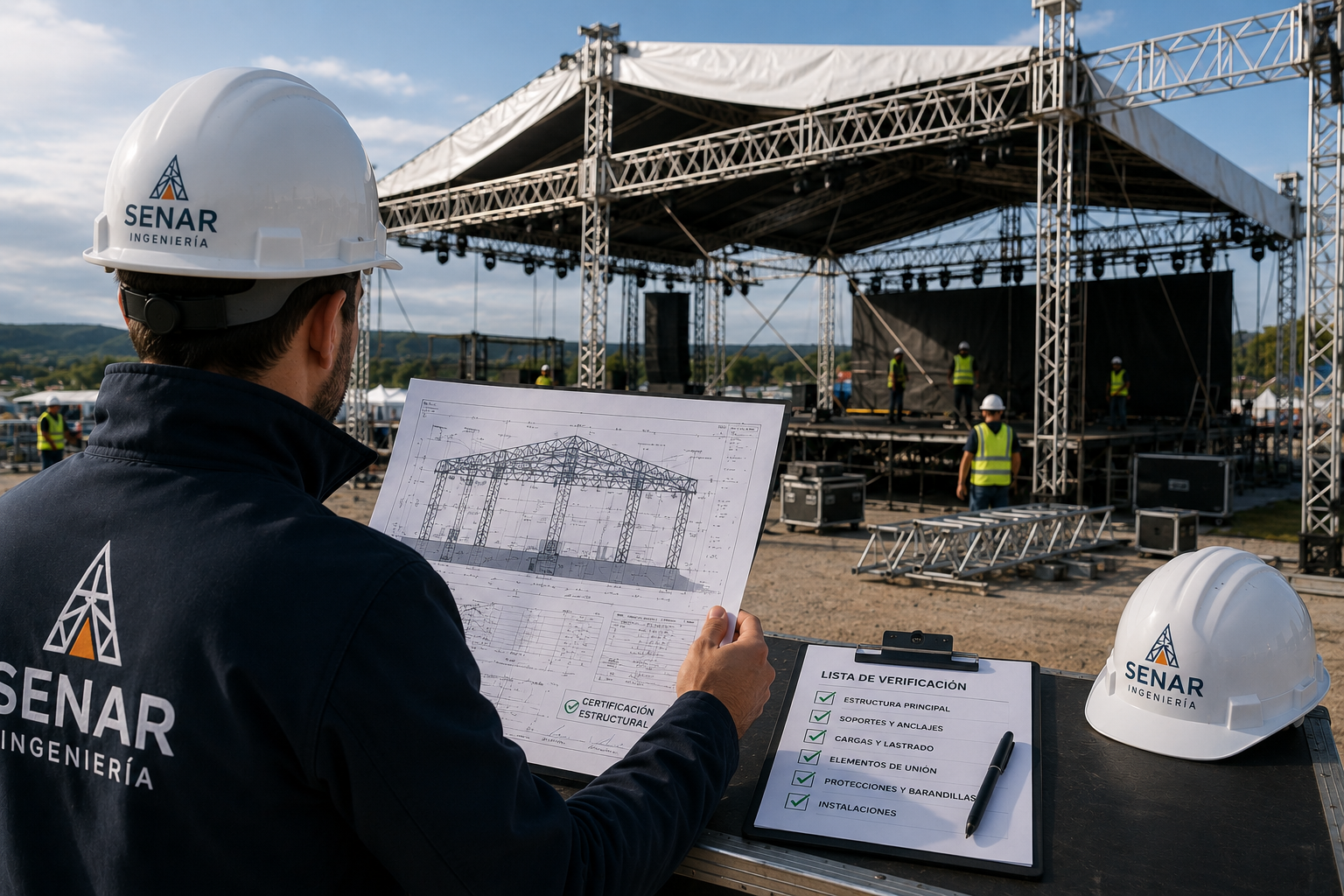 Revisión técnica del montaje de una estructura temporal para un evento