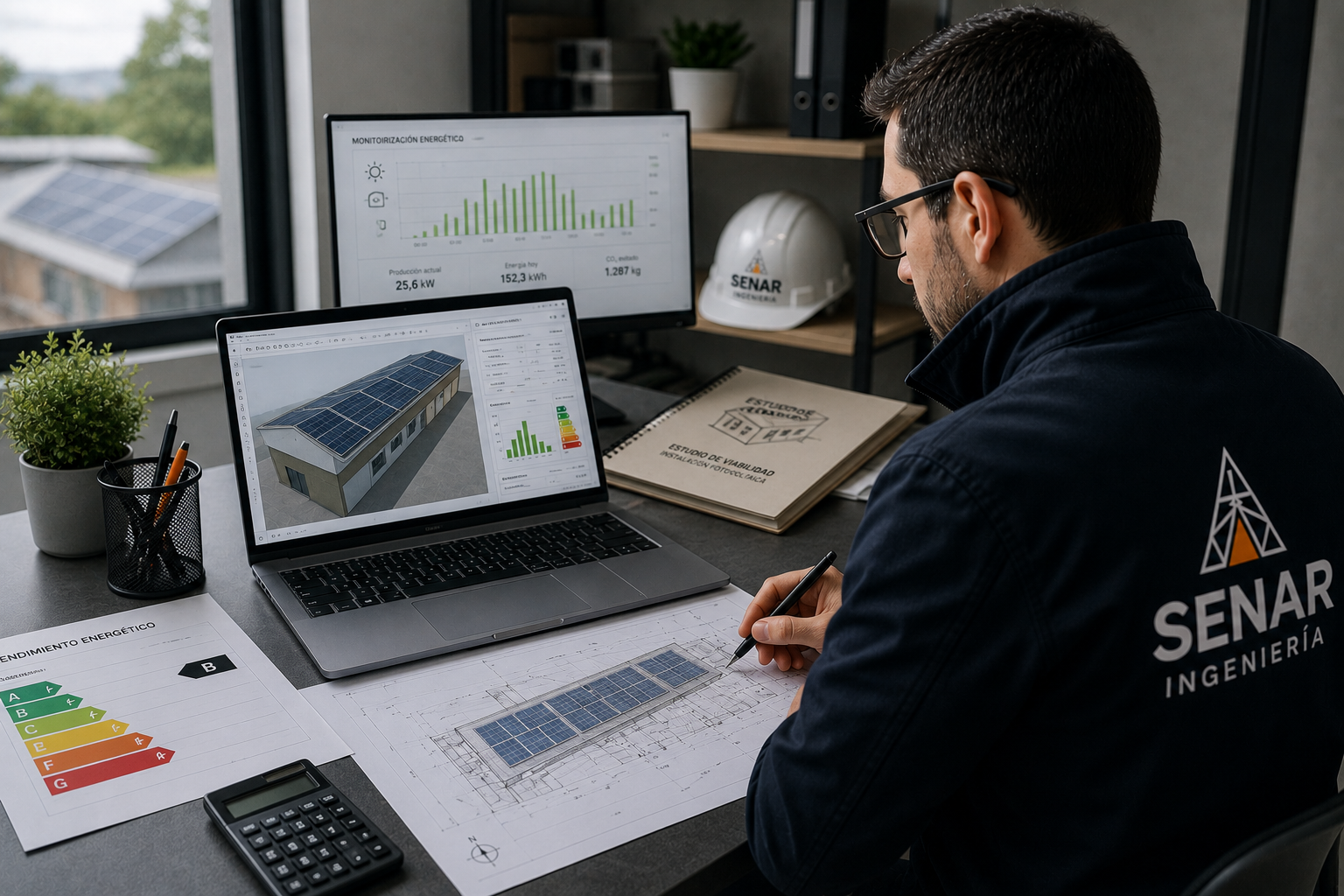 Estudio técnico de una instalación fotovoltaica mediante planos y monitorización energética